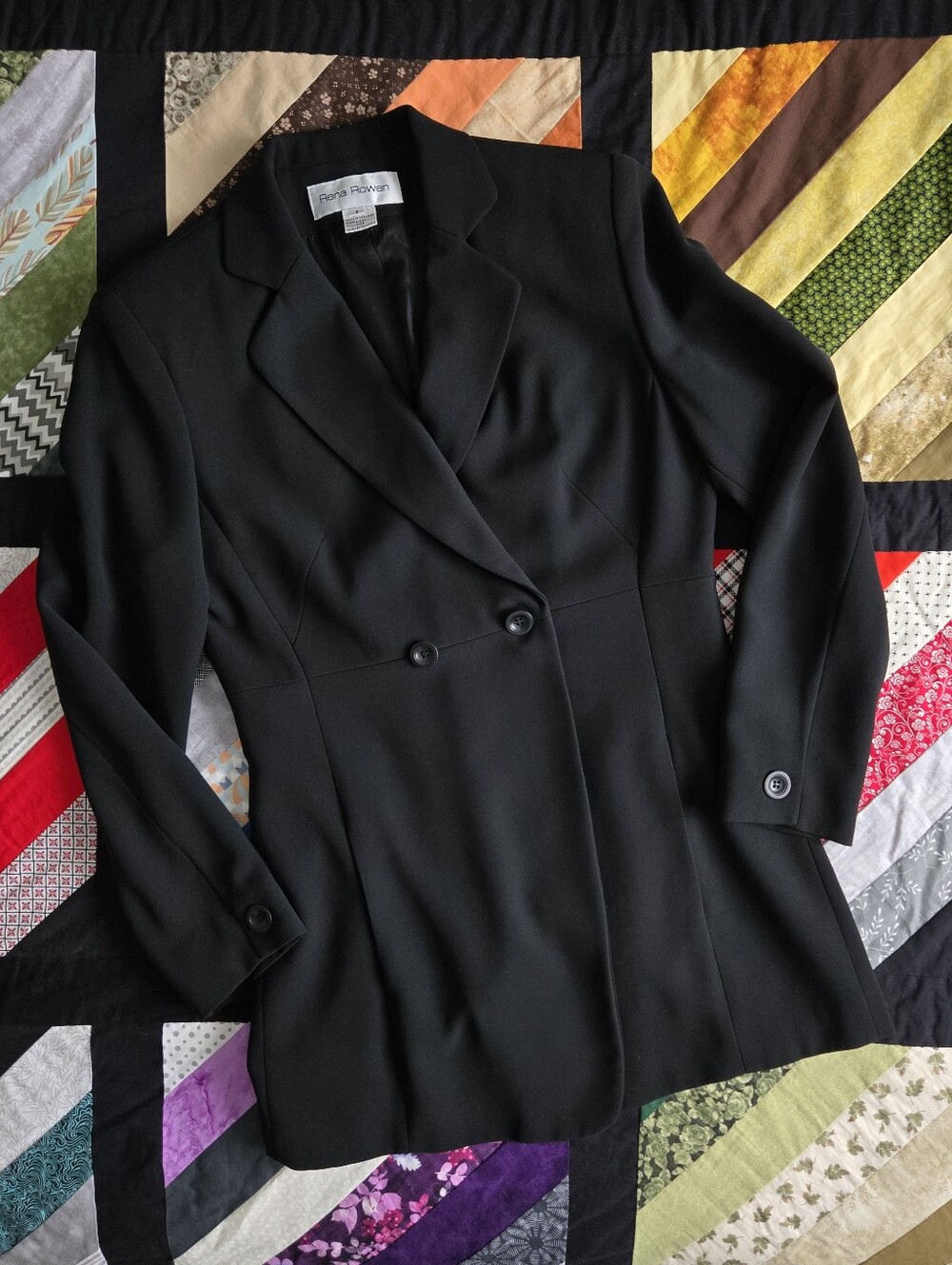 Rena Rowan Black Double-Breasted Tailored Blazer